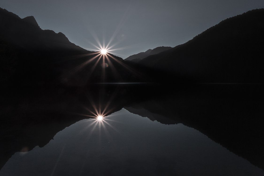 light, lens flare, water, bliss, nature