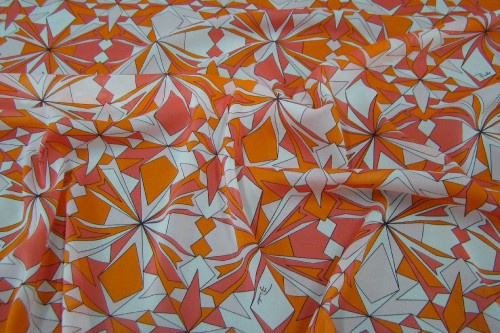 Image orange white and blue textile