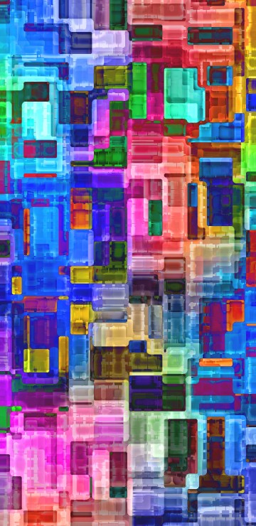 Image pink blue and green abstract painting