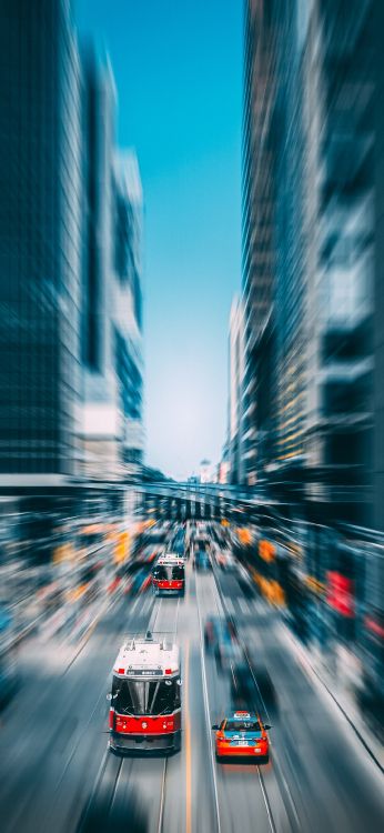 Zoom Burst, Building, Automotive Lighting, Cars, Skyscraper. Wallpaper in 1080x2340 Resolution