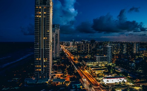 Image city skyline during night time