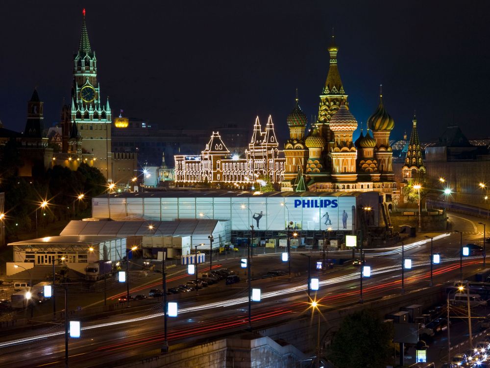 white and brown concrete building during night time