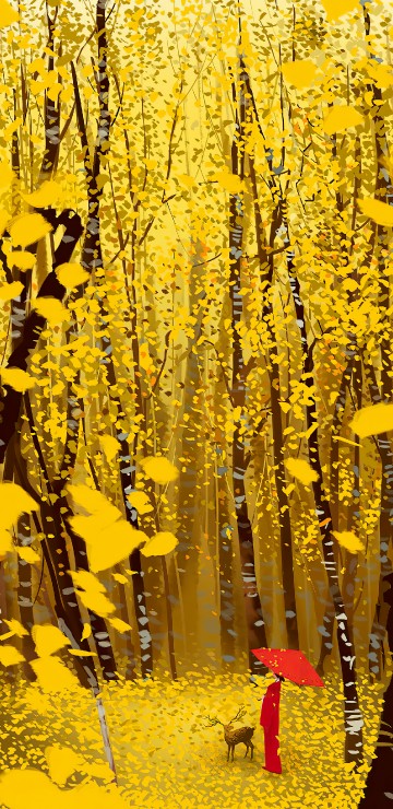 Image grove, night, autumn, soul, Phrase