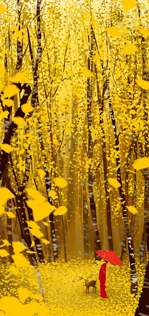 Image grove, night, autumn, soul, Phrase