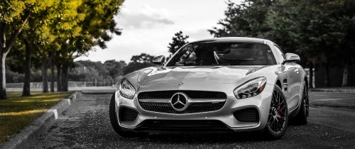 Image grayscale photo of mercedes benz car