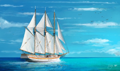 Image white sail boat on blue sea under blue sky during daytime