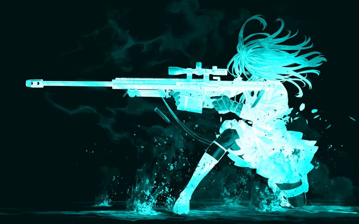 Femme Tenant un Personnage D'anime de Fusil. Wallpaper in 2560x1600 Resolution