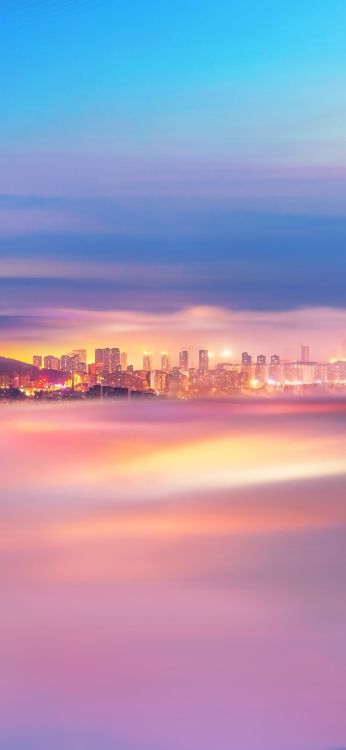 Horizon, Atmosphère, Gratte-ciel, Eau, Afterglow. Wallpaper in 1080x2340 Resolution