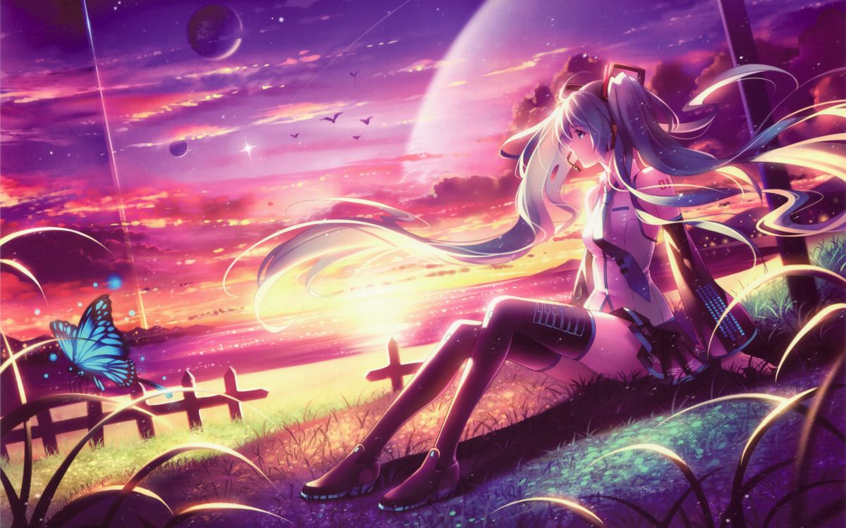 初音未来, 艺术创作, 紫色的, 紫罗兰色, 图形设计 壁纸 2880x1800 允许