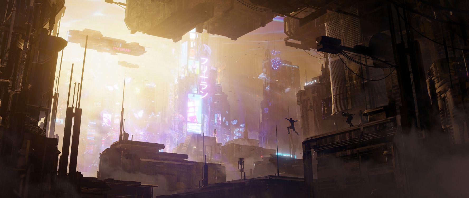 Obscurité, Art, Atmosphère, Purple, Bâtiment. Wallpaper in 5120x2160 Resolution