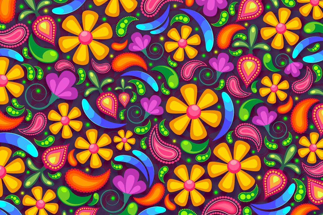 Ilustración Floral Rojo Verde y Amarillo. Wallpaper in 6000x4000 Resolution