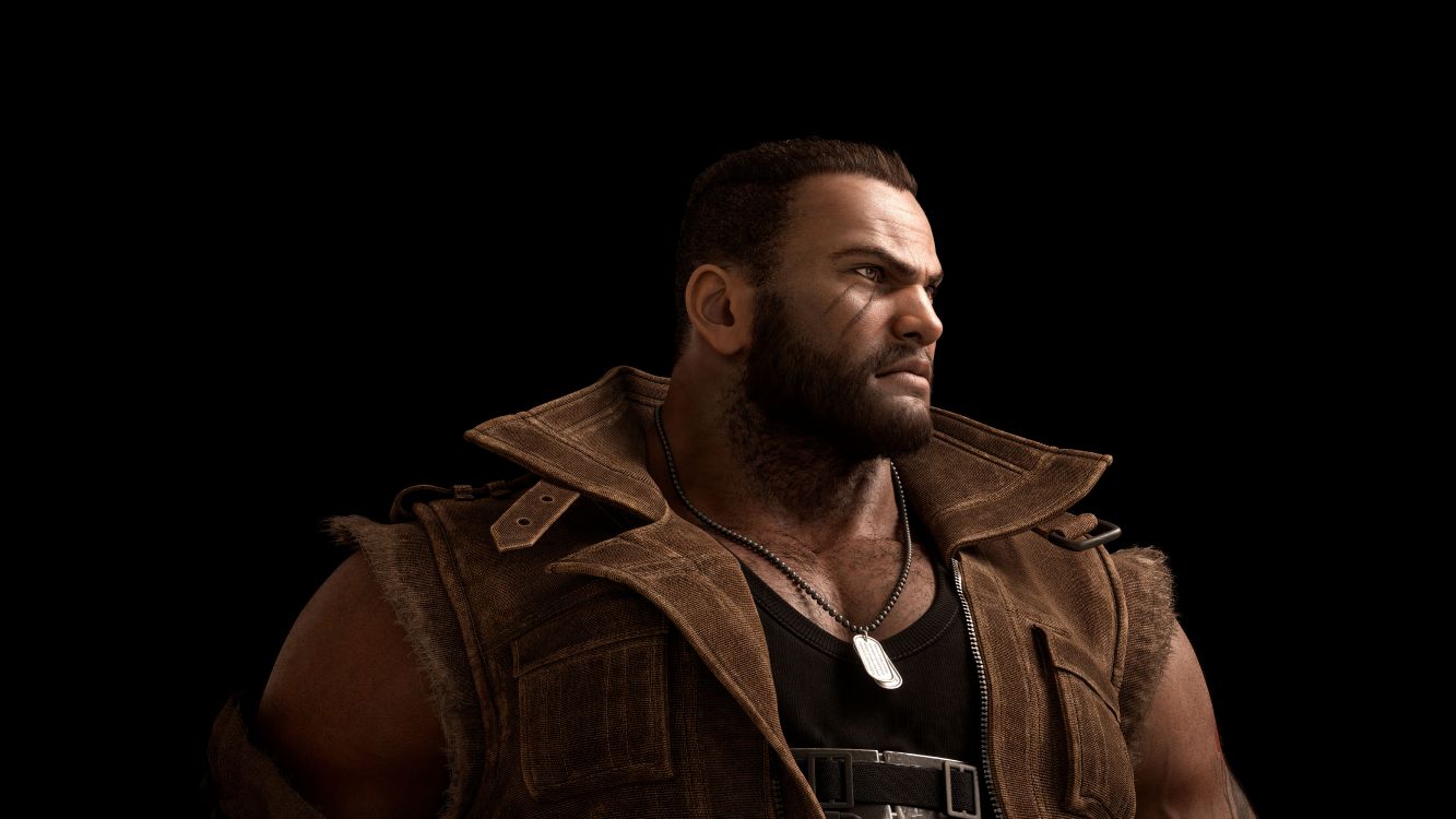 Final Fantasy VII Remake, Barret Wallace, cloud strife, Aerith Gainsborough, facial hair