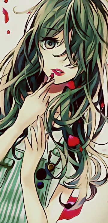 Image woman in green dress anime character