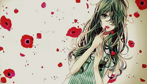 Image woman in green dress anime character