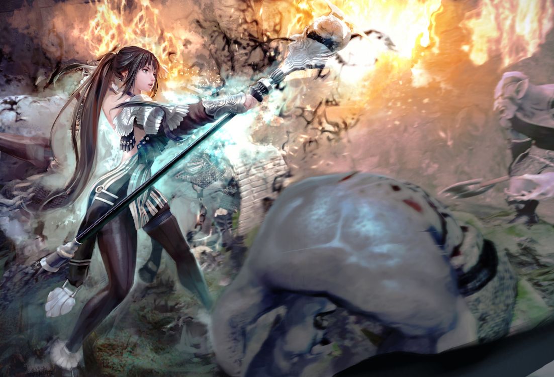 Frau im Schwarzen Kleid Mit Waffe. Wallpaper in 6082x4138 Resolution