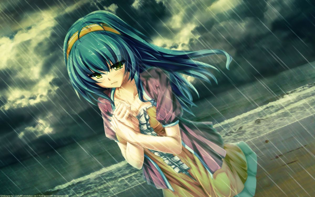 Wallpaper Blue Haired Female Anime Character, Background - Download Free  Image